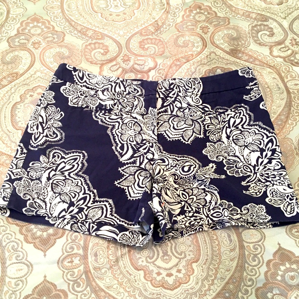 Navy and white patterned shorts